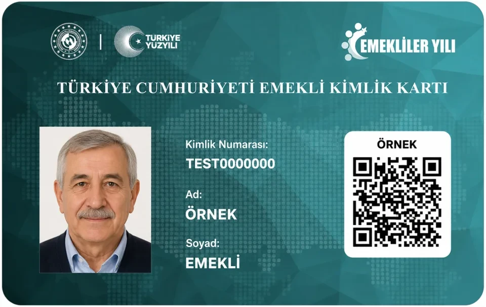 Fiziksel Emekli Kartı örnek ön yüzü